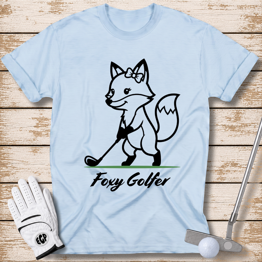 foxy golfer funny golf t-shirt gift for women light blue color elite golf pros