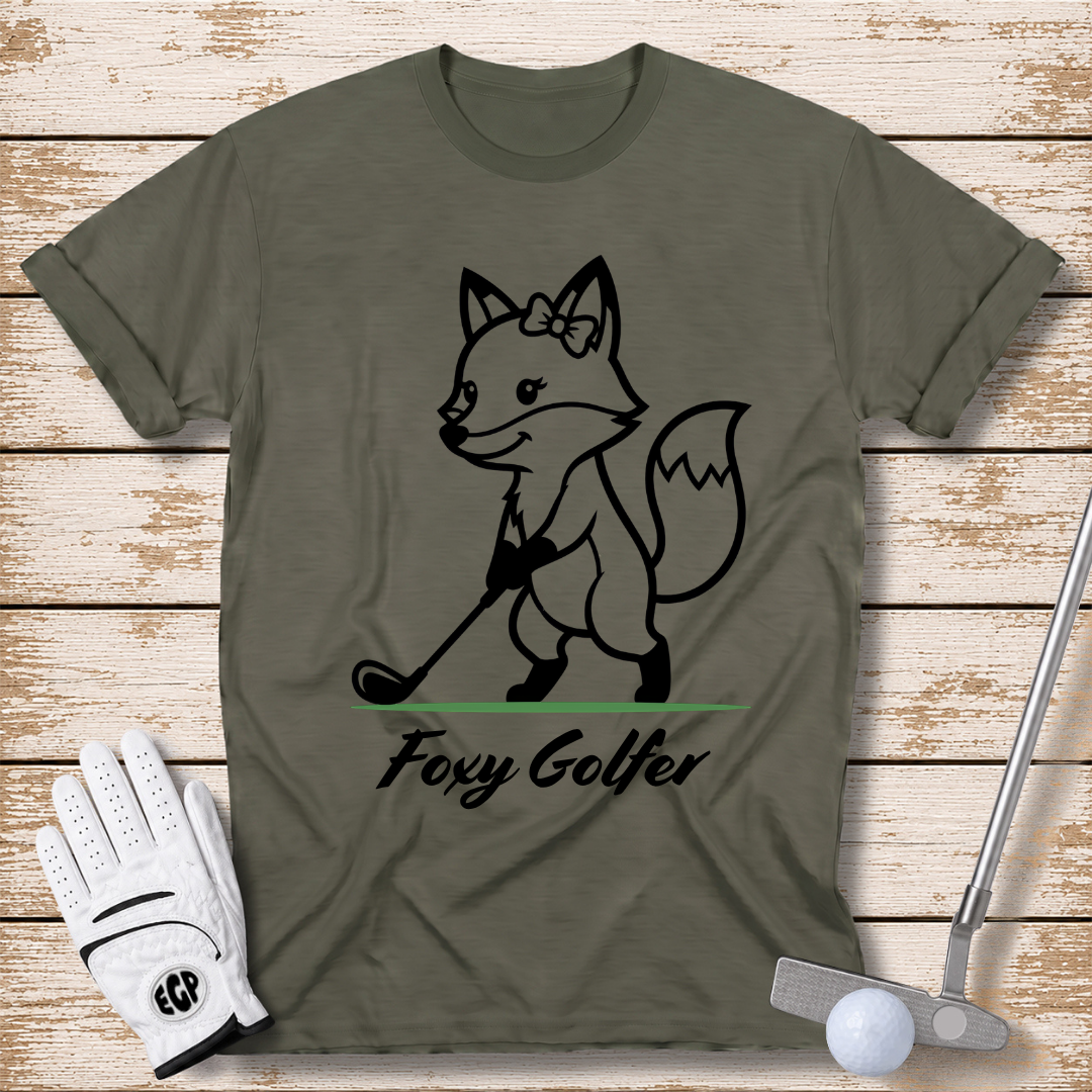 foxy golfer funny golf t-shirt gift for women military green color elite golf pros