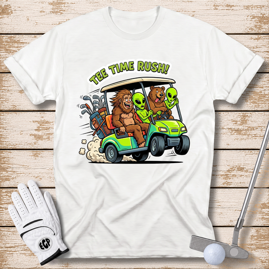 tee-time-rush-funny-cartoon-golf-t-shirt-white-color-elite-golf-pros