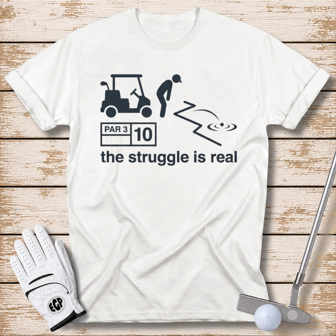 the struggle is real funny golf shirt white color by elite golf pros