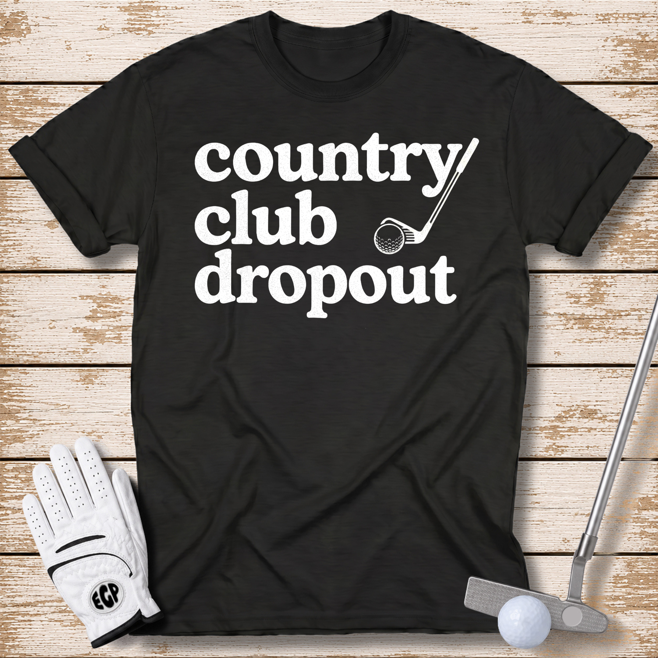 country club dropout funny golf t-shirt black color elite golf pros