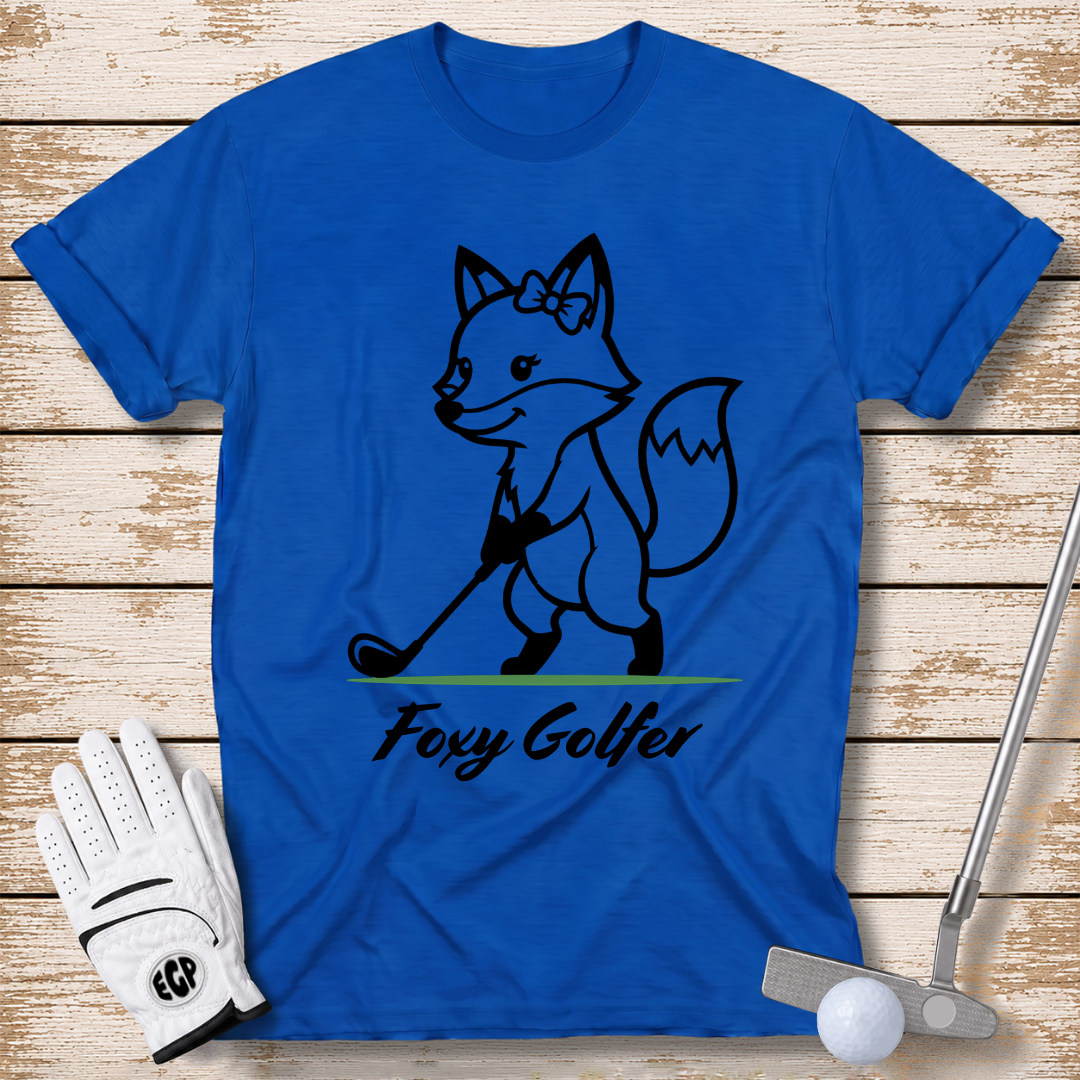 foxy golfer funny golf t-shirt gift for women royal blue color elite golf pros