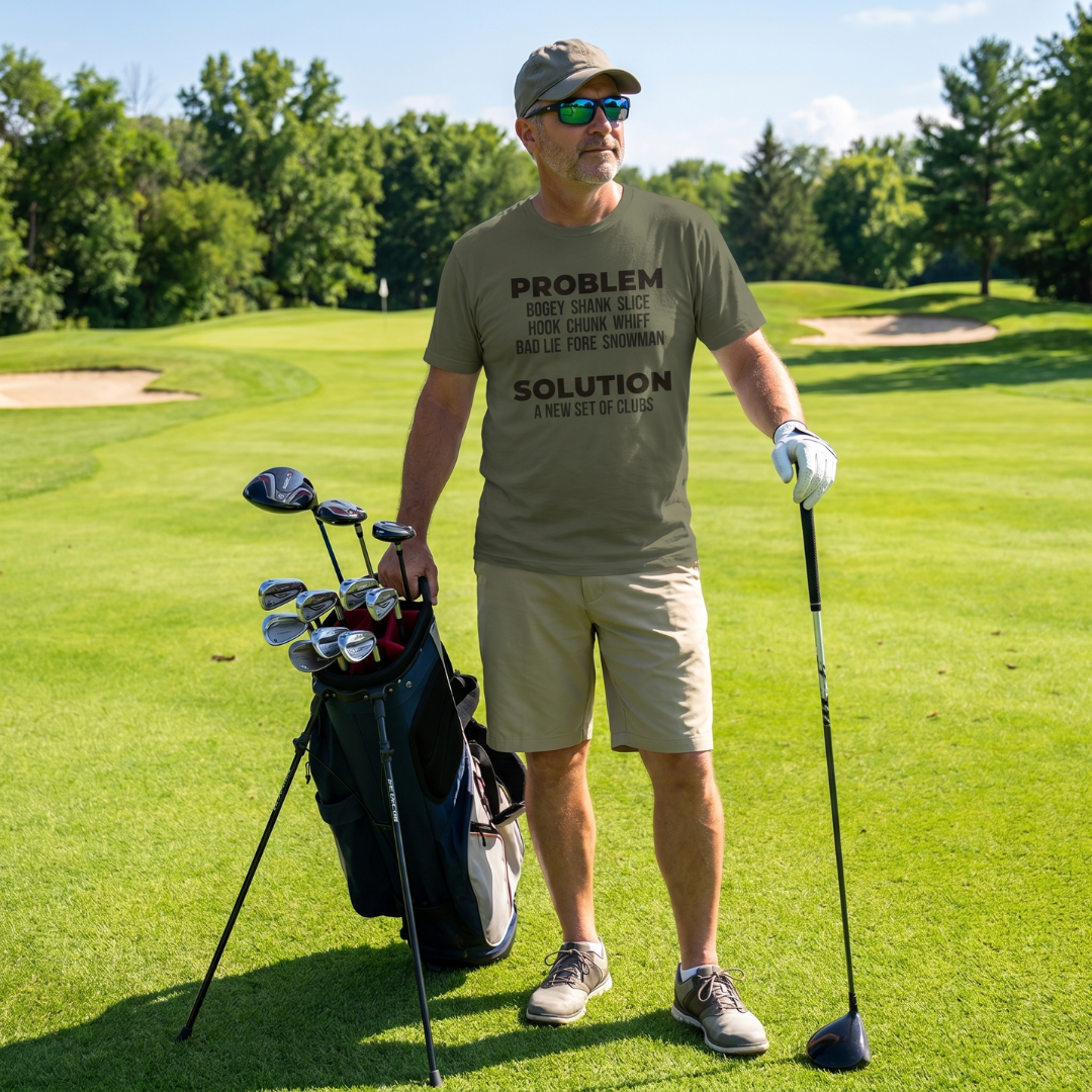 problem-solver-funny-golf-t-shirt-military-green-color-elite-golf-pros-lifestyle